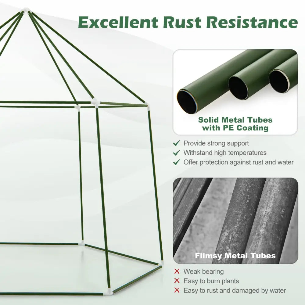 6.5 x 5.6 x 6.2 FT Mini Walk-in Greenhouse Portable Outdoor Warm House for Winter with PE Cover-Green - Green