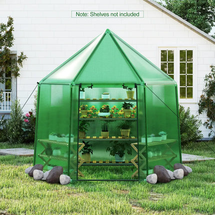 6.5 x 5.6 x 6.2 FT Mini Walk-in Greenhouse Portable Outdoor Warm House for Winter with PE Cover-Green - Green