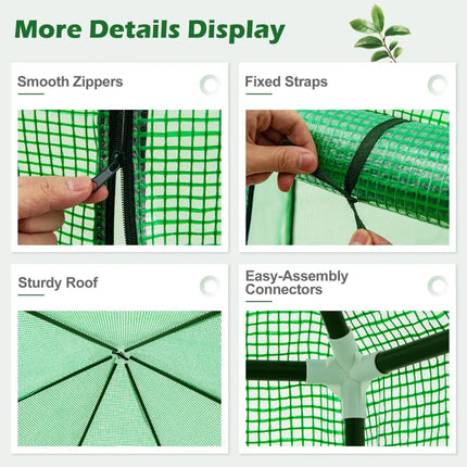 6.5 x 5.6 x 6.2 FT Mini Walk-in Greenhouse Portable Outdoor Warm House for Winter with PE Cover-Green - Green