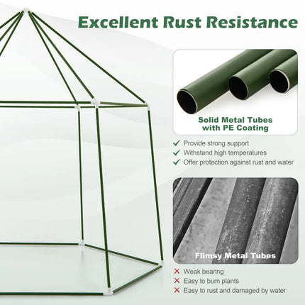 6.5 x 5.6 x 6.2 FT Mini Walk-in Greenhouse Portable Outdoor Warm House for Winter with PE Cover-Green - Green