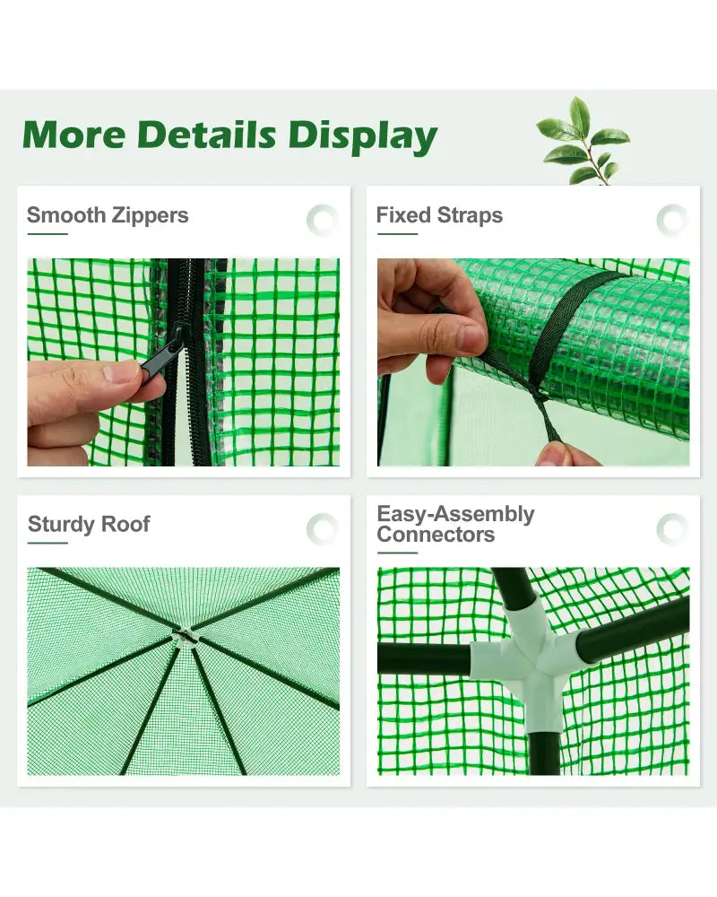 6.5 x 5.6 x 6.2 FT Mini Walk-in Greenhouse Portable Outdoor Warm House for Winter with PE Cover-Green - Green