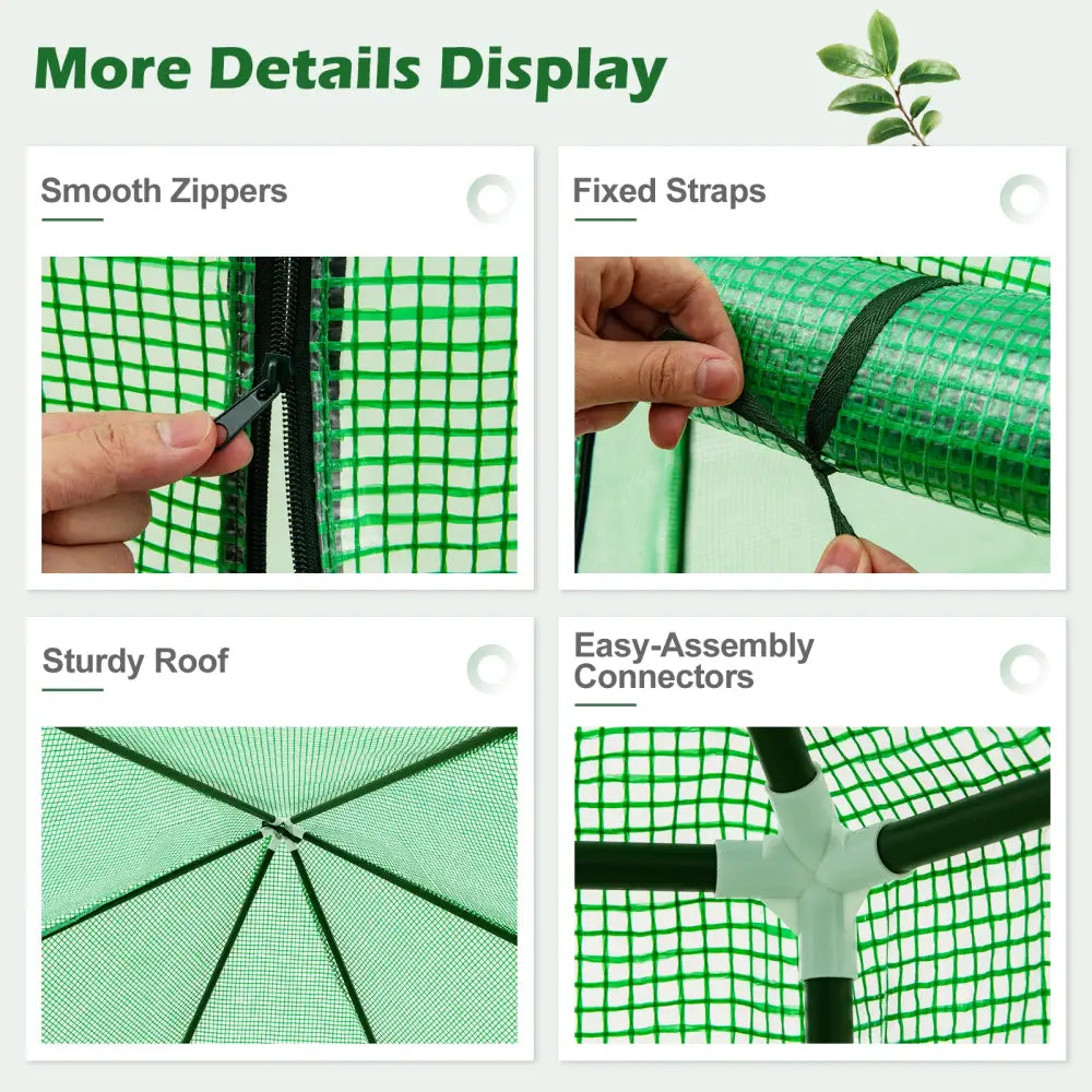 6.5 x 5.6 x 6.2 FT Mini Walk-in Greenhouse Portable Outdoor Warm House for Winter with PE Cover-Green - Green