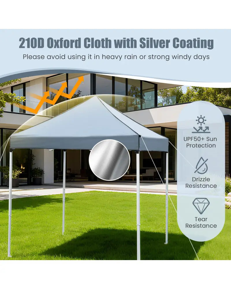 6.5 x 6.5 FT Pop up Canopy Tent with 4 Sidewalls and Wheeled Bag-Grey - Gray - Canopies