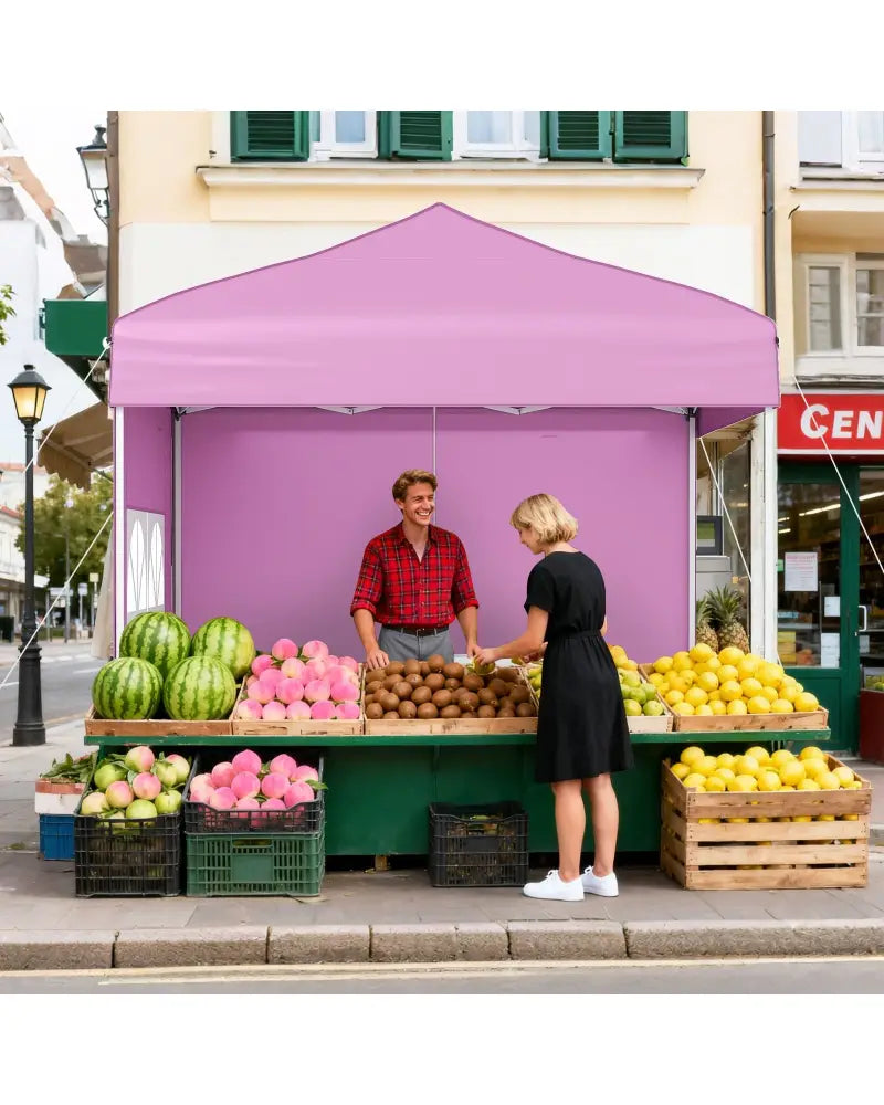 6.5 x 6.5 FT Pop up Canopy Tent with 4 Sidewalls and Wheeled Bag-Pink - Pink - Canopies