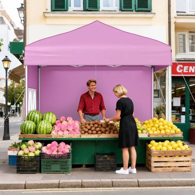 6.5 x 6.5 FT Pop up Canopy Tent with 4 Sidewalls and Wheeled Bag-Pink - Pink - Canopies