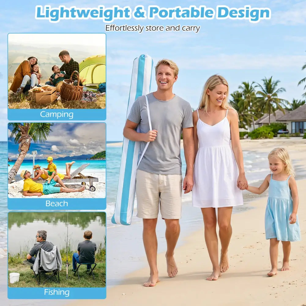 6.6 x 6.6 Feet Foldable and Easy-Setup Beach Canopy With Carry Bag-Blue - Blue - Canopies