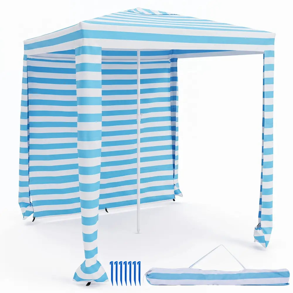 6.6 x 6.6 Feet Foldable and Easy-Setup Beach Canopy With Carry Bag-Blue - Blue - Canopies