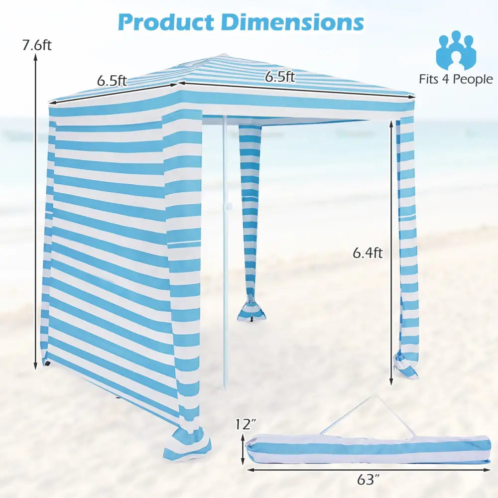 6.6 x 6.6 Feet Foldable and Easy-Setup Beach Canopy With Carry Bag-Blue - Blue - Canopies