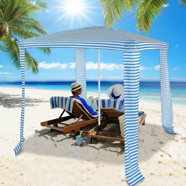 6.6 x 6.6 Feet Foldable and Easy-Setup Beach Canopy With Carry Bag-Blue - Blue - Canopies