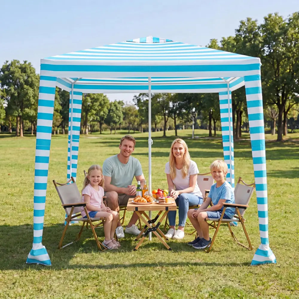 6.6 x 6.6 Feet Foldable and Easy-Setup Beach Canopy With Carry Bag-Blue - Blue - Canopies