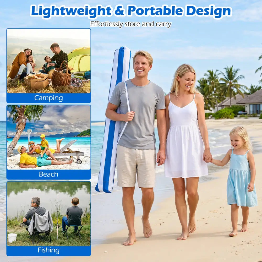 6.6 x 6.6 Feet Foldable and Easy-Setup Beach Canopy With Carry Bag-Navy - Navy - Canopies