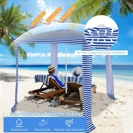 6.6 x 6.6 Feet Foldable and Easy-Setup Beach Canopy With Carry Bag-Navy - Navy - Canopies