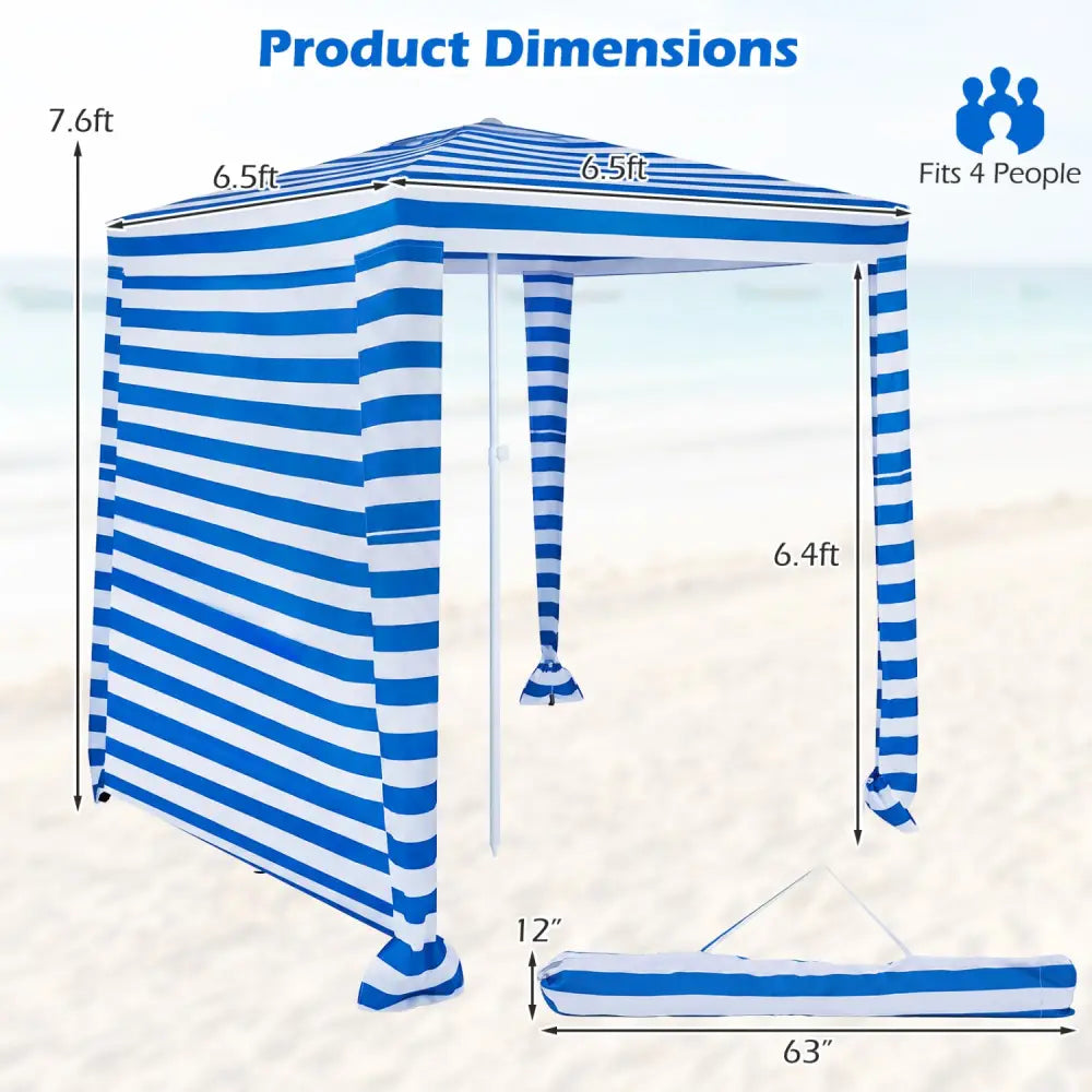 6.6 x 6.6 Feet Foldable and Easy-Setup Beach Canopy With Carry Bag-Navy - Navy - Canopies