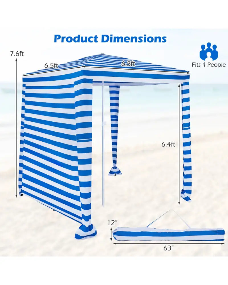 6.6 x 6.6 Feet Foldable and Easy-Setup Beach Canopy With Carry Bag-Navy - Navy - Canopies