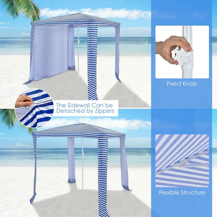 6.6 x 6.6 Feet Foldable and Easy-Setup Beach Canopy With Carry Bag-Navy - Navy - Canopies