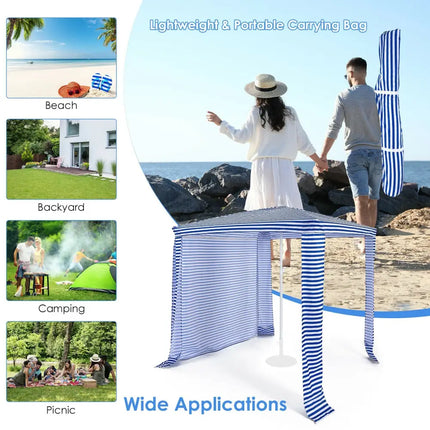 6.6 x 6.6 Feet Foldable and Easy-Setup Beach Canopy With Carry Bag-Navy - Navy - Canopies