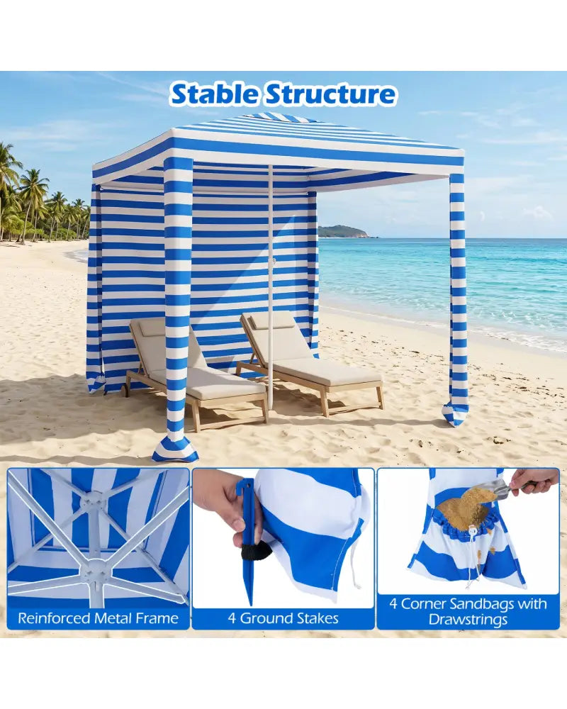 6.6 x 6.6 Feet Foldable and Easy-Setup Beach Canopy With Carry Bag-Navy - Navy - Canopies
