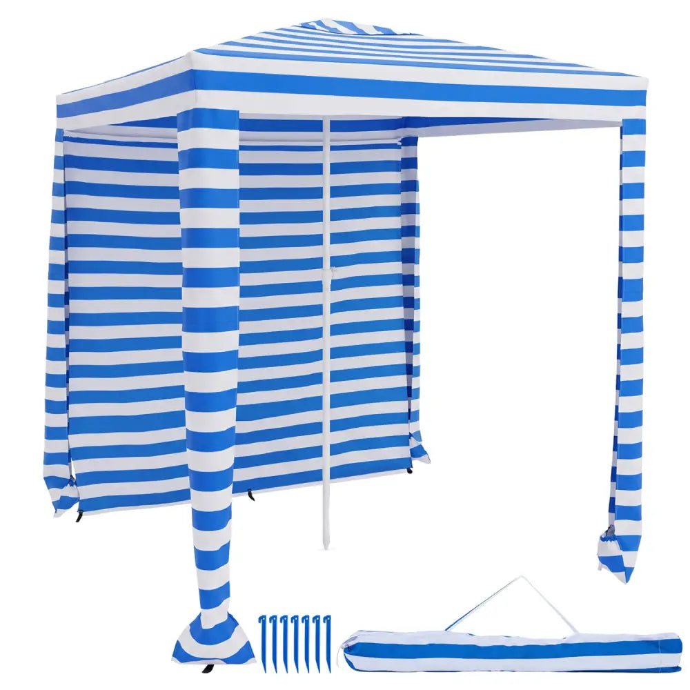 6.6 x 6.6 Feet Foldable and Easy-Setup Beach Canopy With Carry Bag-Navy - Navy - Canopies
