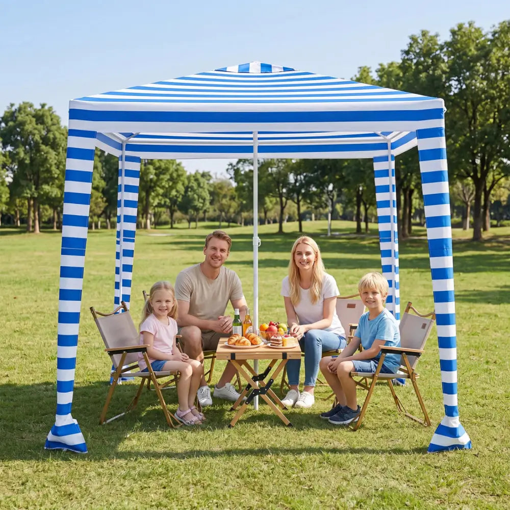 6.6 x 6.6 Feet Foldable and Easy-Setup Beach Canopy With Carry Bag-Navy - Navy - Canopies