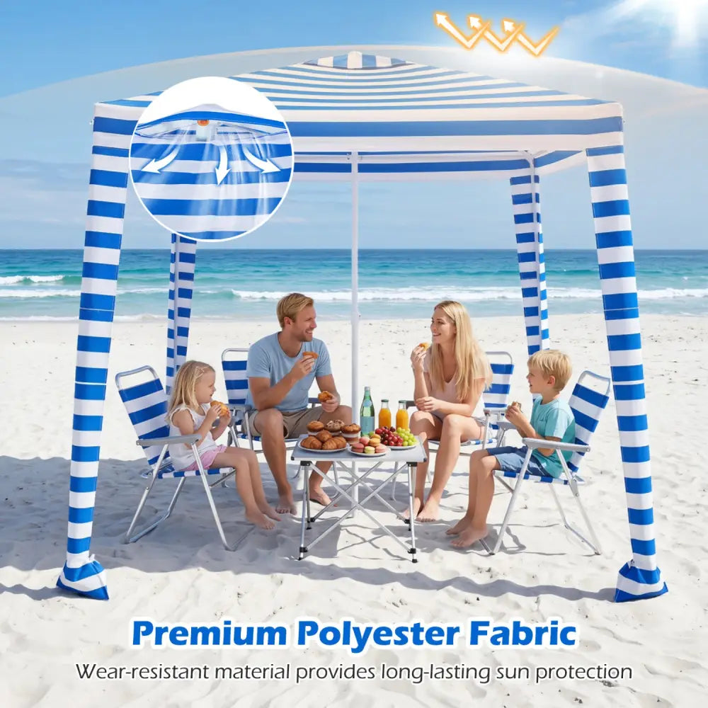 6.6 x 6.6 Feet Foldable and Easy-Setup Beach Canopy With Carry Bag-Navy - Navy - Canopies