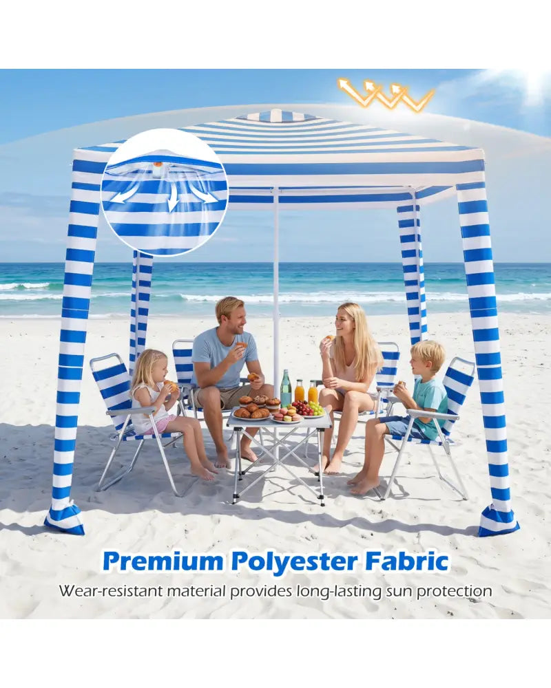 6.6 x 6.6 Feet Foldable and Easy-Setup Beach Canopy With Carry Bag-Navy - Navy - Canopies