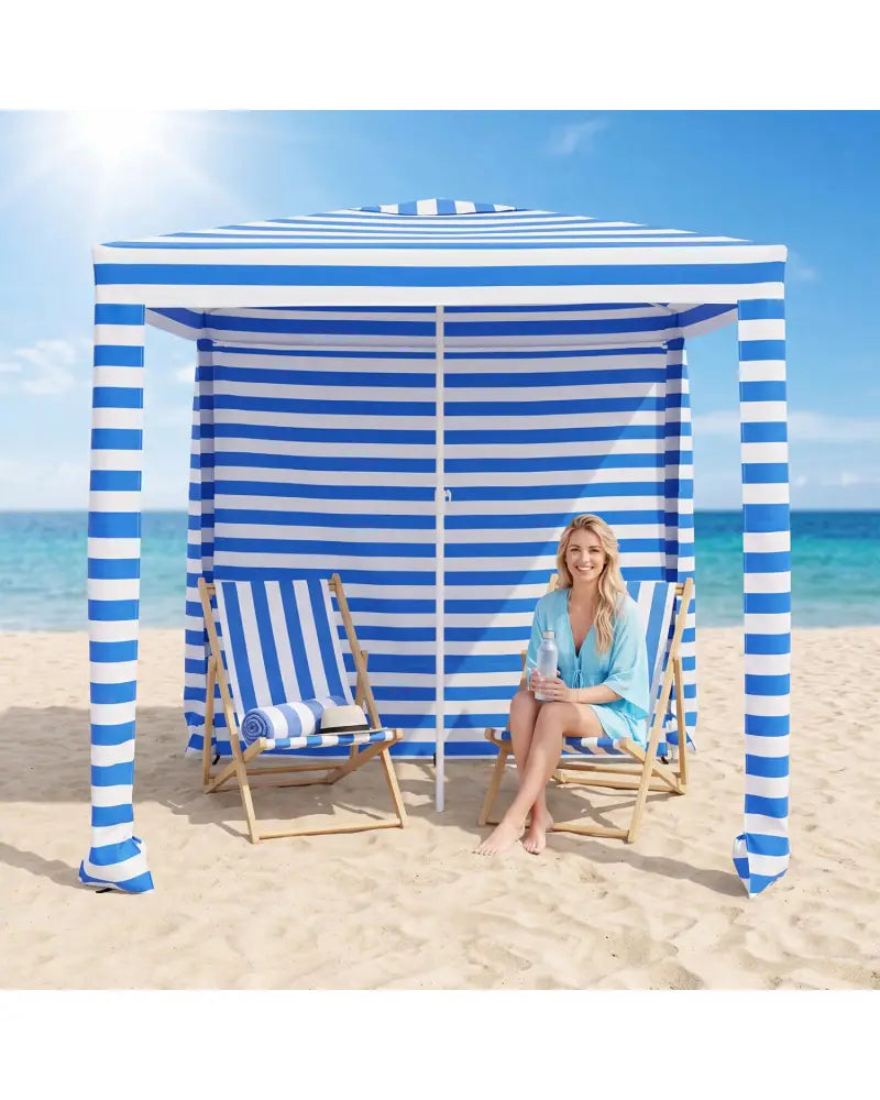 6.6 x 6.6 Feet Foldable and Easy-Setup Beach Canopy With Carry Bag-Navy - Navy - Canopies