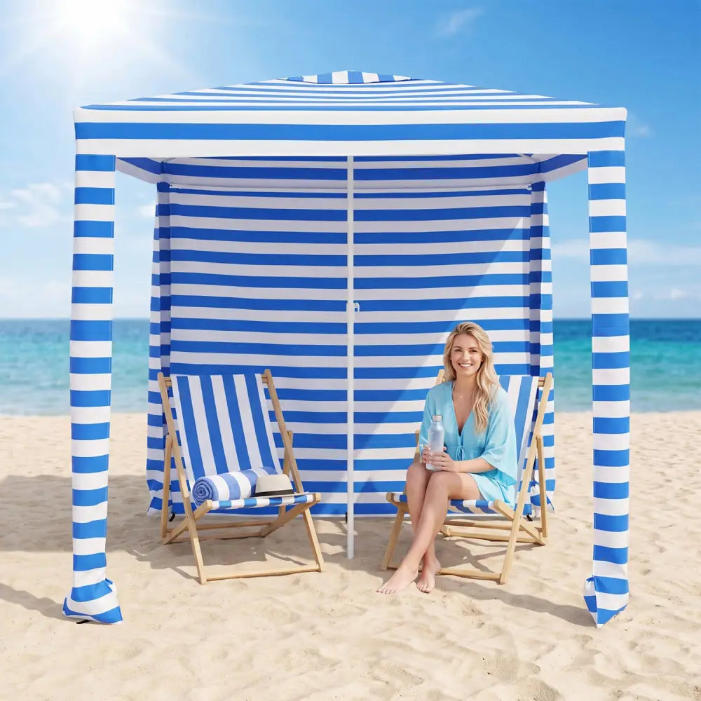 6.6 x 6.6 Feet Foldable and Easy-Setup Beach Canopy With Carry Bag-Navy - Navy - Canopies