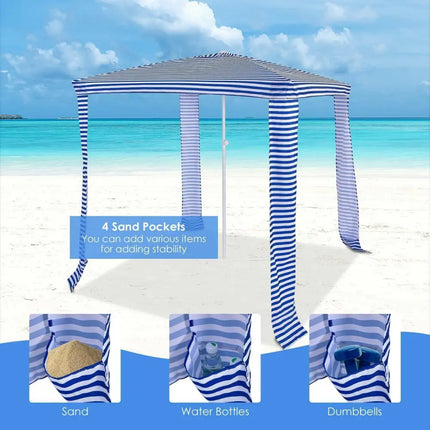 6.6 x 6.6 Feet Foldable and Easy-Setup Beach Canopy With Carry Bag-Navy - Navy - Canopies