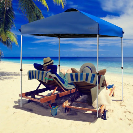 6.6 x 6.6 Feet Outdoor Pop-up Canopy Tent with Roller Bag-Blue - Blue - Canopies