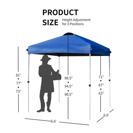 6.6 x 6.6 Feet Outdoor Pop-up Canopy Tent with Roller Bag-Blue - Blue - Canopies