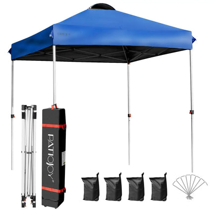 6.6 x 6.6 Feet Outdoor Pop-up Canopy Tent with Roller Bag-Blue - Blue - Canopies
