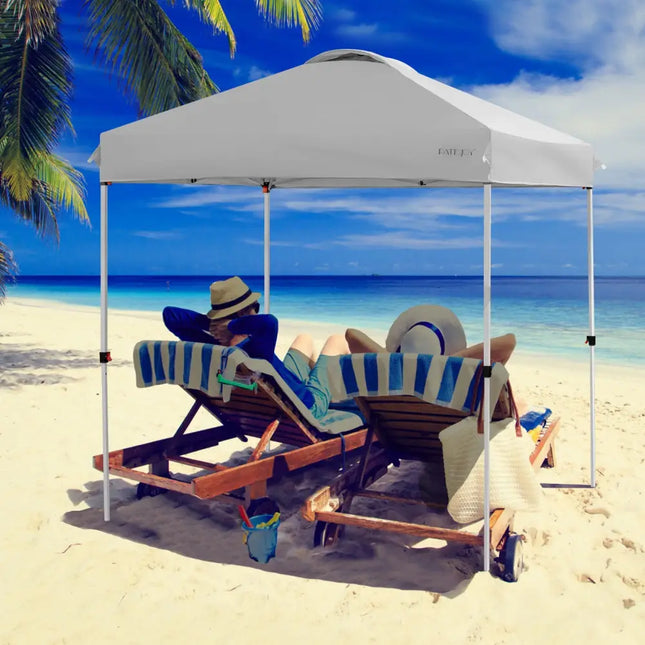6.6 x 6.6 Feet Outdoor Pop-up Canopy Tent with Roller Bag-Gray - Gray - Canopies