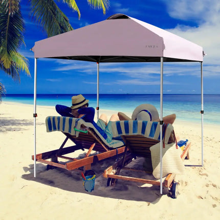 6.6 x 6.6 Feet Outdoor Pop-up Canopy Tent with Roller Bag-Pink - Pink - Canopies