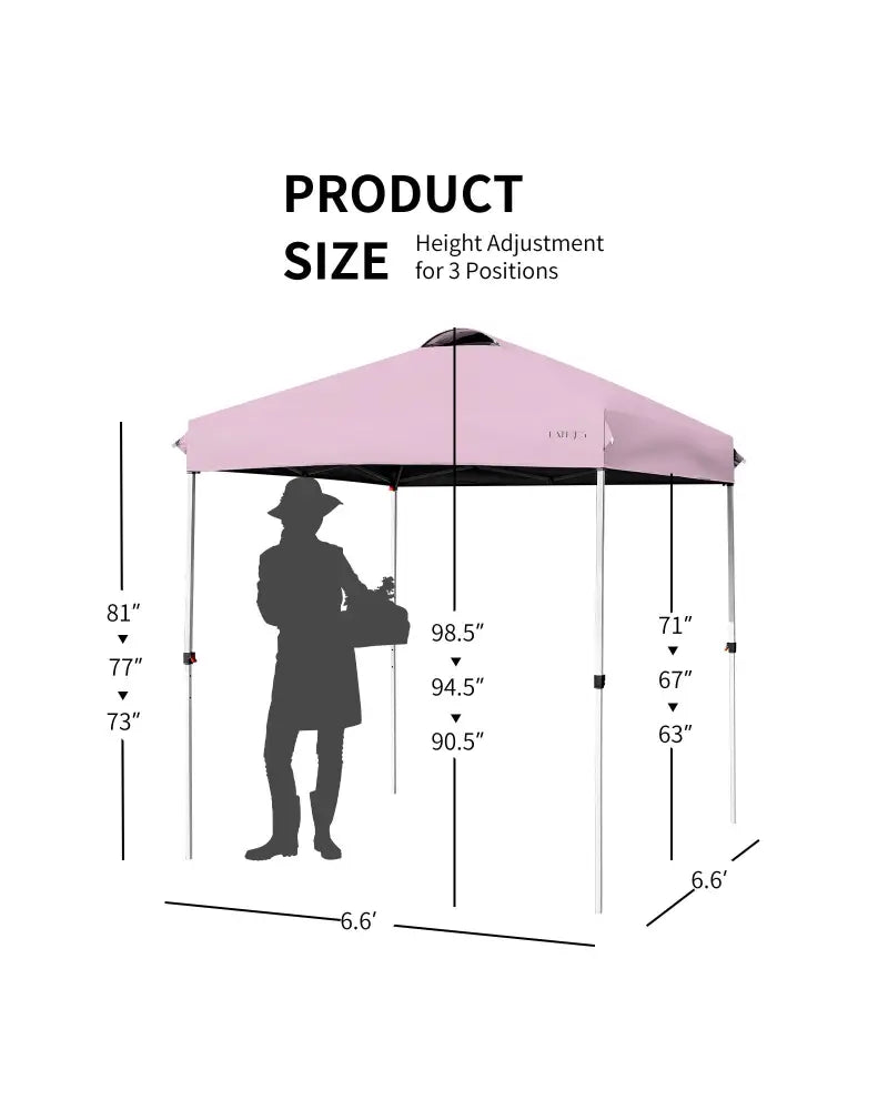 6.6 x 6.6 Feet Outdoor Pop-up Canopy Tent with Roller Bag-Pink - Pink - Canopies
