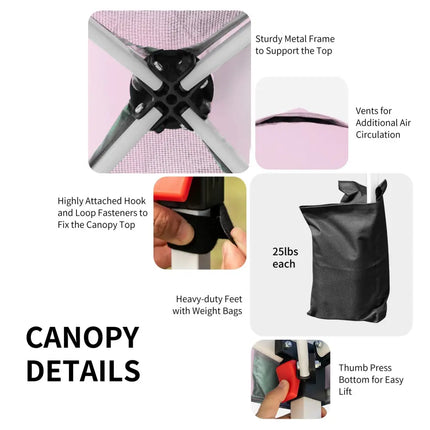 6.6 x 6.6 Feet Outdoor Pop-up Canopy Tent with Roller Bag-Pink - Pink - Canopies