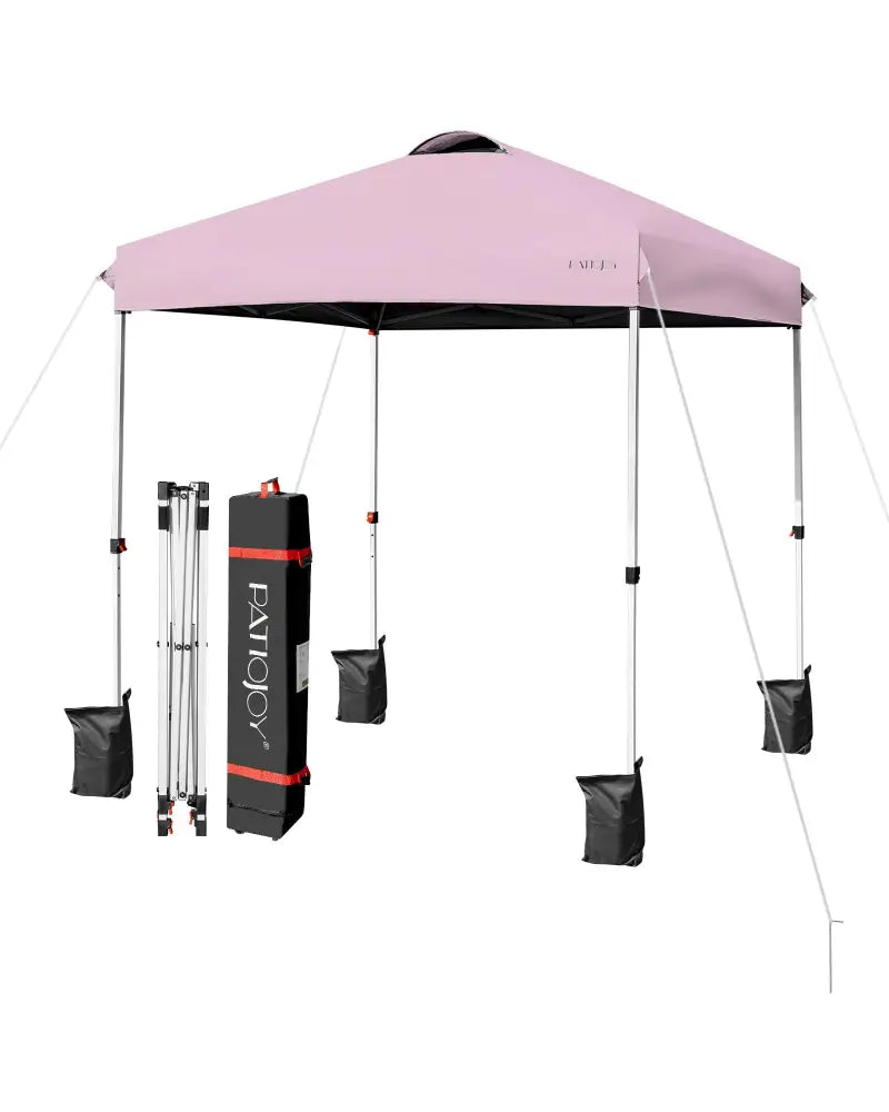 6.6 x 6.6 Feet Outdoor Pop-up Canopy Tent with Roller Bag-Pink - Pink - Canopies