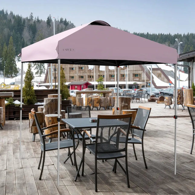 6.6 x 6.6 Feet Outdoor Pop-up Canopy Tent with Roller Bag-Pink - Pink - Canopies