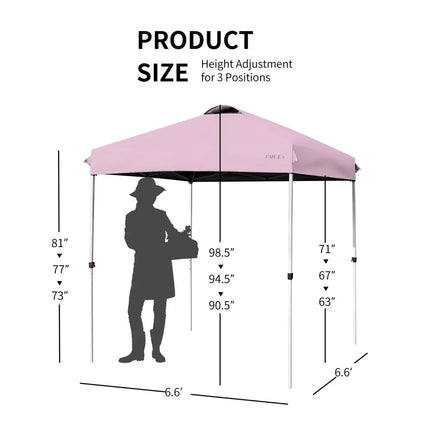 6.6 x 6.6 Feet Outdoor Pop-up Canopy Tent with Roller Bag-Pink - Pink - Canopies