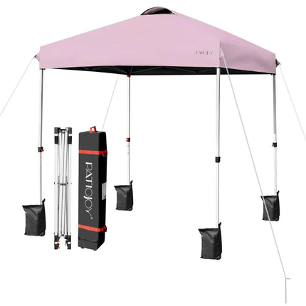6.6 x 6.6 Feet Outdoor Pop-up Canopy Tent with Roller Bag-Pink - Pink - Canopies