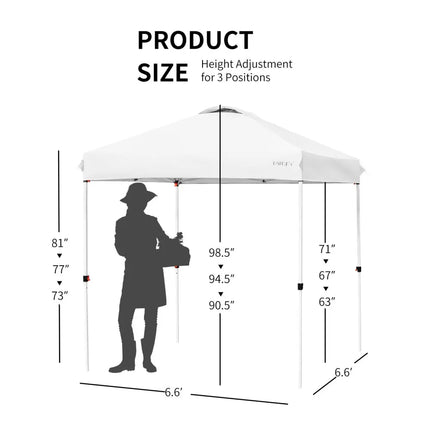 6.6 x 6.6 Feet Outdoor Pop-up Canopy Tent with Roller Bag-White - White - Canopies
