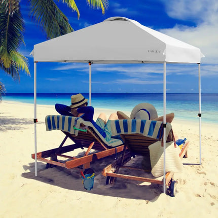 6.6 x 6.6 Feet Outdoor Pop-up Canopy Tent with Roller Bag-White - White - Canopies