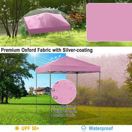 6.6 x 6.6 Feet Outdoor Pop-up Canopy Tent with UPF 50+ Sun Protection-Pink - Pink - Canopies
