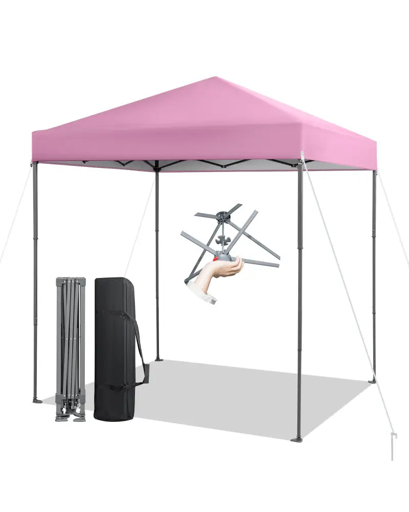 6.6 x 6.6 Feet Outdoor Pop-up Canopy Tent with UPF 50+ Sun Protection-Pink - Pink - Canopies