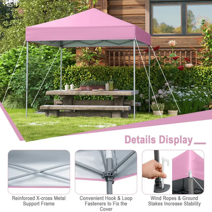 6.6 x 6.6 Feet Outdoor Pop-up Canopy Tent with UPF 50+ Sun Protection-Pink - Pink - Canopies