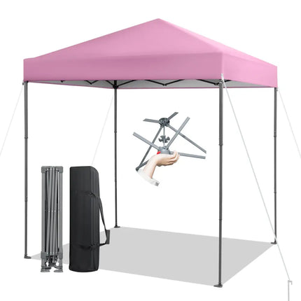 6.6 x 6.6 Feet Outdoor Pop-up Canopy Tent with UPF 50+ Sun Protection-Pink - Pink - Canopies