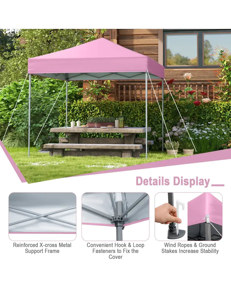 6.6 x 6.6 Feet Outdoor Pop-up Canopy Tent with UPF 50+ Sun Protection-Pink - Pink - Canopies