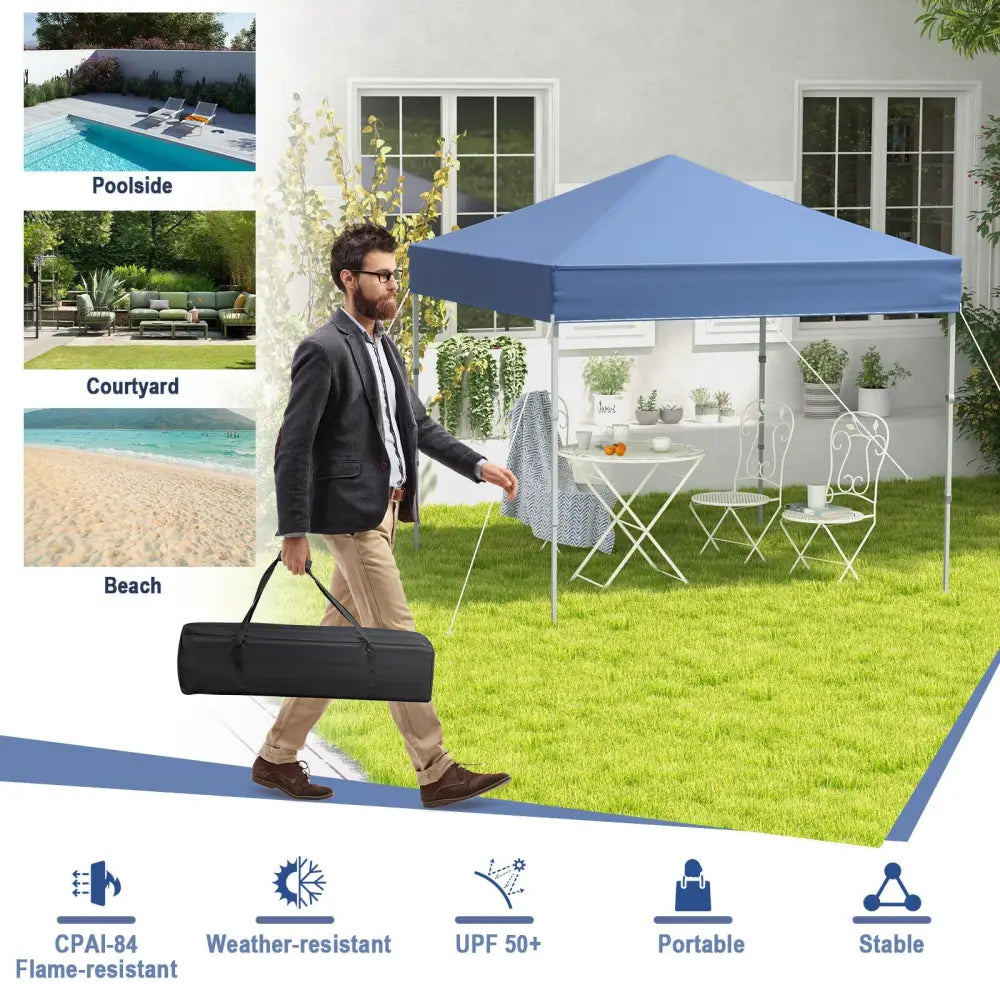 6.6 x 6.6 Feet Outdoor Pop-up Canopy Tent with UPF 50+ Sun Protection-Blue - Blue - Canopies