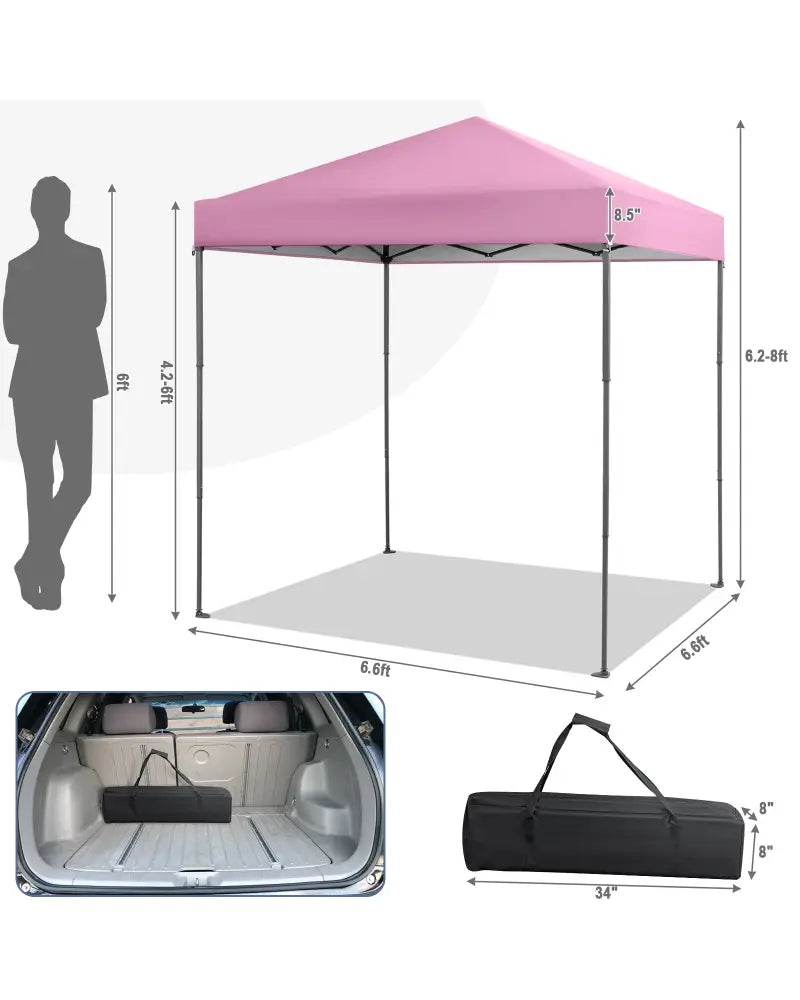6.6 x 6.6 Feet Outdoor Pop-up Canopy Tent with UPF 50+ Sun Protection-Pink - Pink - Canopies