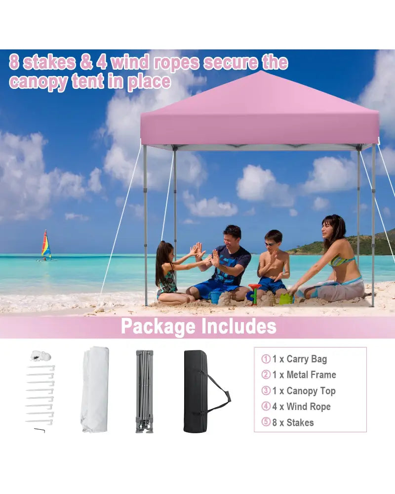 6.6 x 6.6 Feet Outdoor Pop-up Canopy Tent with UPF 50+ Sun Protection-Pink - Pink - Canopies