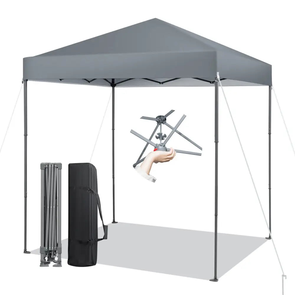 6.6 x 6.6 Feet Outdoor Pop-up Canopy Tent with UPF 50+ Sun Protection-Gray - Gray - Canopies